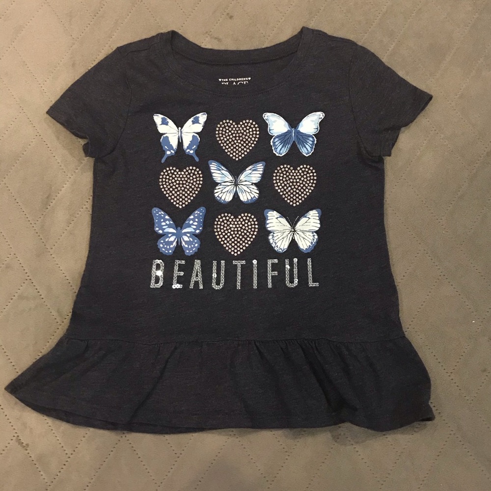 The Childrens Place blue butterfly T-shirt